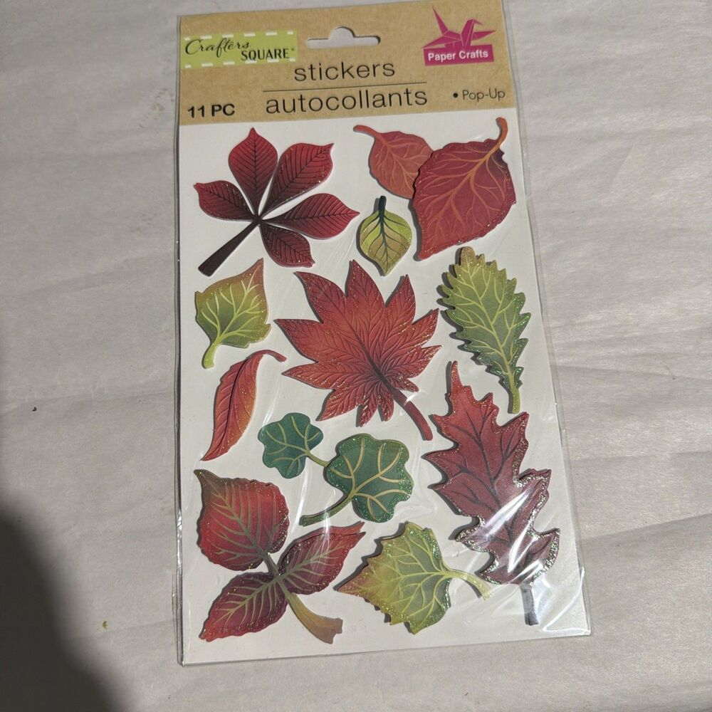 Fall Autumn Leaves Colored Oak Maple Sycamore Crafter's Square Stickers